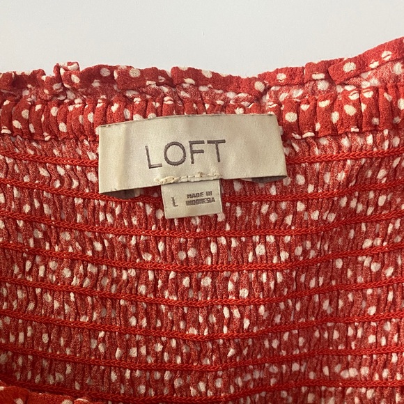 LOFT Rust Blouse with White Dots - Picture 2 of 2